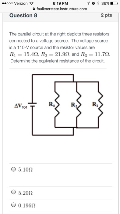 The parallel circuit at the right depicts three re