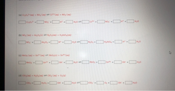(a) Cr 0,2(aq) + NO3(aq) + Cr+(aq) + NO3(aq) D20,+ONO: +O +OH20= D O N0+D + OH20 (b) NO, (aq) + As,O3(s) = N2O3(aq) + H ASO.(