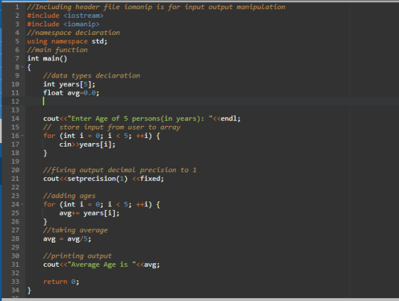 2 3 1 //Including header file iomanip is for input output manipulation #include <iostream> #include <iomanip> 4 //namespace d