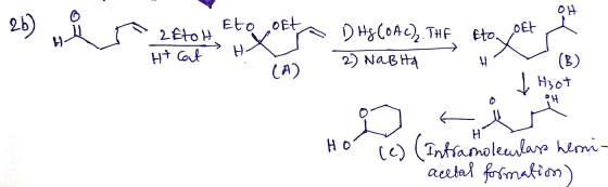 OH Eto oft HSCOA2 THF 2Eto H Eto. (B) H3ot 2) NaBta (A) H (e) (Tntamoleula hemi aetal fofmation) H O