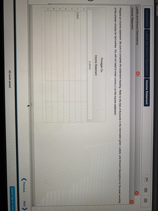 Calculator Instructions Labels and Amount Descriptions Income Statement X Labels and Amount Descriptions Income Statement x P