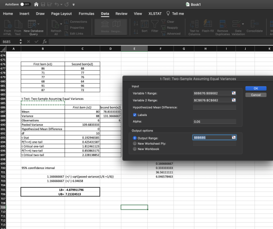 AutoSave OFF = Book 1 Home Insert Draw Page Layout Formulas Data Review View XLSTAT ? Tell me Connections Clear IT El 4 E Eu