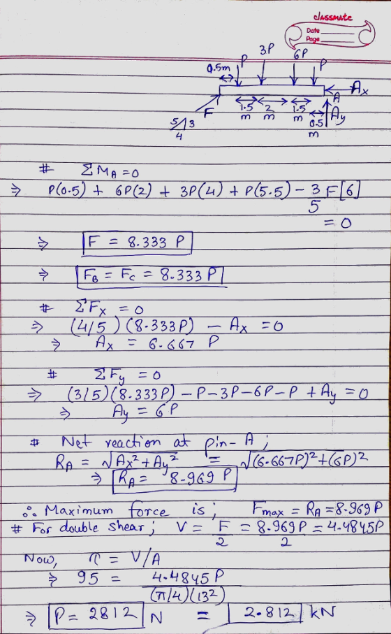 dassmate Date 5 4 0.5 5 F 8.333 P Fe-333 4/5 (8-333 P 315 8.333 P-P-3P-6P-P Av 2 e Maximum force s #For 2 5 44-4845 N 2-812 kN