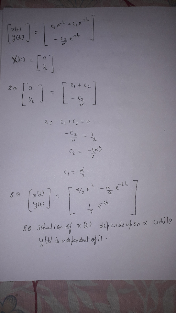 * + [8] * CJ-3) 80 C+C =0 = 2 30 [alt] 7. 54c-qezt 7 Lyu J so solution of (t) depends up on a while y (t is in defendent of i
