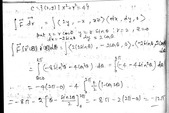 0 Jezy, y ملح 07(x,y) 1 x?+y2-44 Sear ,-, az) (dx dy, o) xam but = rcoso y og sino :8=2 Zzo Pedu= -2sind dy = 2 caso SE (PLB)