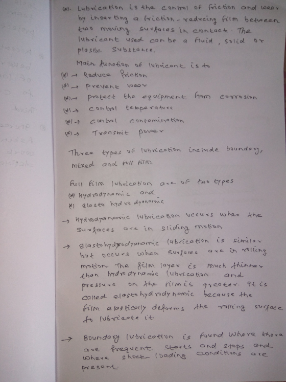 H. Lubri cation is the conol of fieion ono we Plasthe Substanee catte ot elasts hyd rody hemic becous the (vbrie@k..lt.
