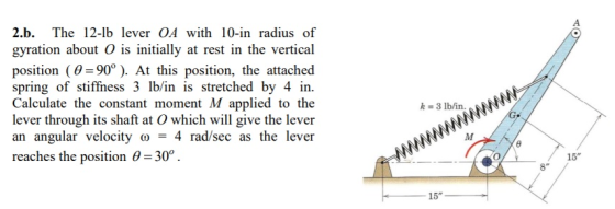 2 b The 12 lb Lever OA With 10 in Radius Of Gyration About O Is 2-b-the-12-lb-lever-oa-with-10-in-radius-of-gyration-about-o-is