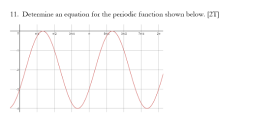 11. Determine an equation for the periodic function shown below. [2T) 54 The
