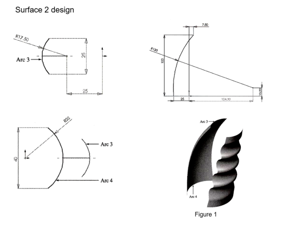 Surface 2 design 7.50 Arc 3- 25 25 104.30 Arc 3 Arc 3 Arc 4 Arc 4 Figure 1