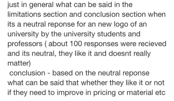 just in general what can be said in the limitations section and conclusion section when its a neutral reponse for an new logo