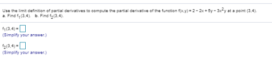 Use the limit definition of partial derivatives to compute the partial derivative of the function f(x,y) = 2 - 2x + 5y - 3x?y