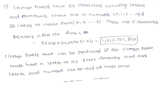 c) Ctcenge Rlates have six chroacteng inctuetrg tetexs Sy ciceuse Plates that can be Pooduced ie tke icense late mast have a letto s seschoacte cnel each Lete cnd numeal Can be used ae moft once