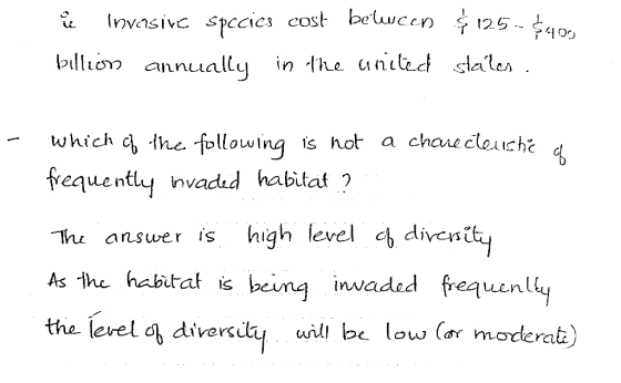 ů Invasive spccics cost between billion annually in the united $125 - She stales . - Which of the following is not a charecte