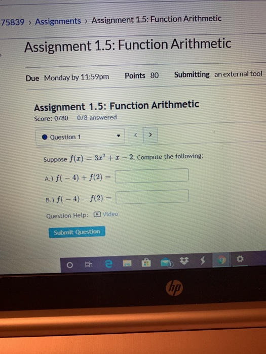 -75839 > Assignments > Assignment 1.5: Function Arithmetic Assignment 1.5: Function Arithmetic Due Monday by 11:59pm Points 8