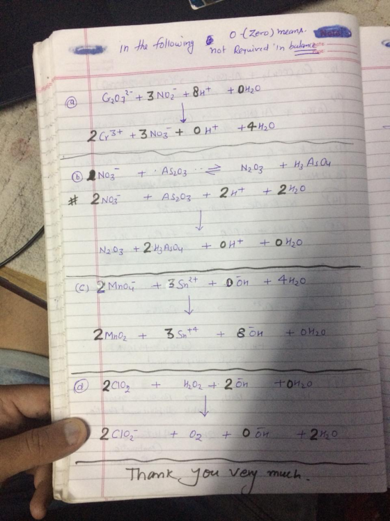 a na 0 (Zero) means. in the following not required in bukan bare - +0420 G₂07² + 3 NO2 +84 + 4H₂O 2 Cr3+ + 3 Noz + oH+ ① 2 No