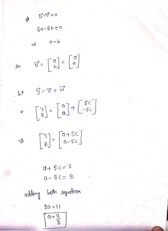 Tuzo 5a-b0 a=b n V= D 80 [:)- [3] ht ý = Tt w tr [2]-[]+(-5) La Ta+50 a-50 Q+56=3 a - 5C = 8 adding both equation 2all azll a