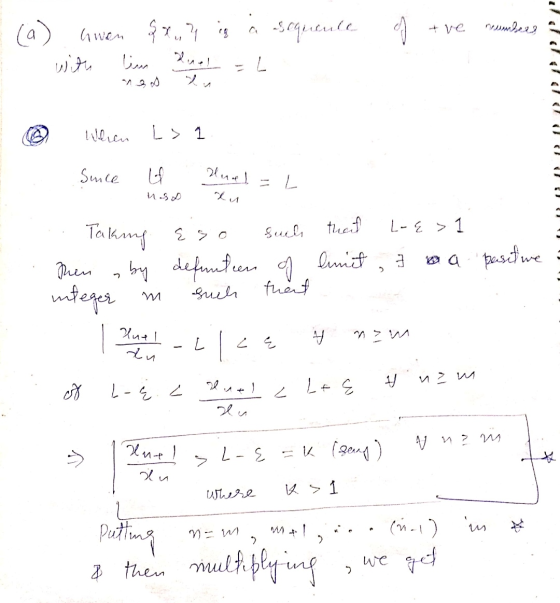 - (a) Gwen 8x4 is a sequence GC of the numbers WM اور اور مرزا اور اد ا Wheen L> 1 Sunce ll lnal - L . . Taking. Eso such tha