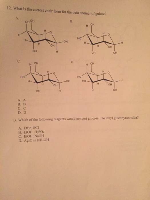 What is the correct chair form for the beta anomer