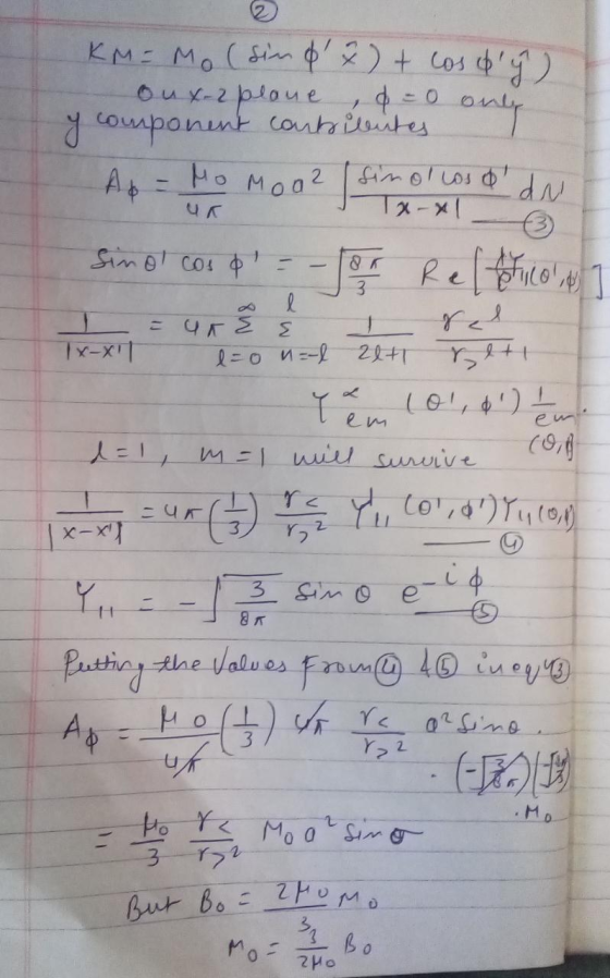 un 12- x KM = Mo (sin & 7) + cos dî) oux-2 plone , d = 0 only y component contribentes A. - Momoa? I sinollos o du Sind cos