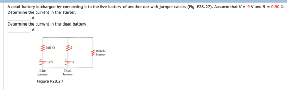 A dead battery is charged by connecting it to the