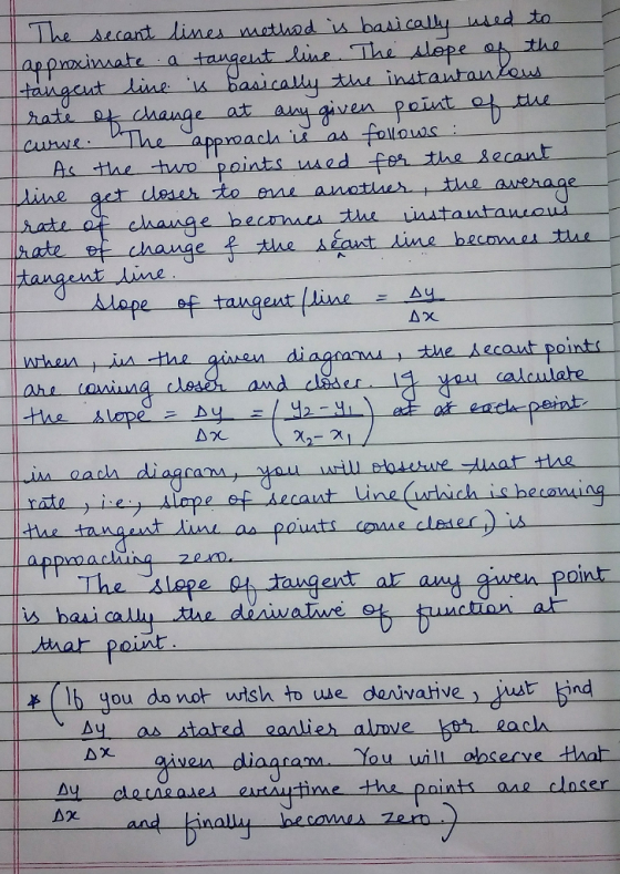 The scant liner mathad the te e change at point의 approach tu as follows ne eut lline u dia e Aecant ot eacdernt 弟 16 gou do not wish to use donivahve)yot-bird Ay as stated eanlier alove o zada Ax oven diaaram You will obsecve that Aydleuae aes ertethe paints ane closer -dliagra a