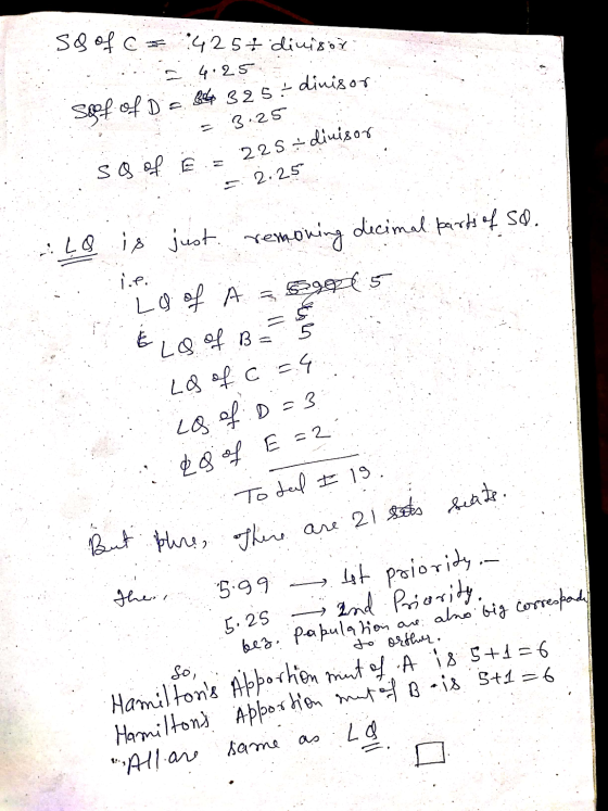 ss of c = 425€ diuisor: 4:25 dinisor sof of D = b 325 of Ež 225 dinisor 2:25 Lo is just removing decimal parts of SQ. is of A