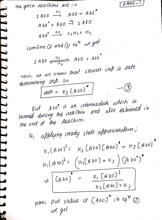 The given reactions are :t DAME-D 2 A20 AZO + A20* A zo’+ A 20 4 2 A20 AZO* *3 Cahat Hz combine o und @ ega we get 2 AZO A2