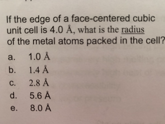 If The Edge Of A Face centered Cubic Unit Cell Is 4 0 What Is The Radius ZuoTi Pro