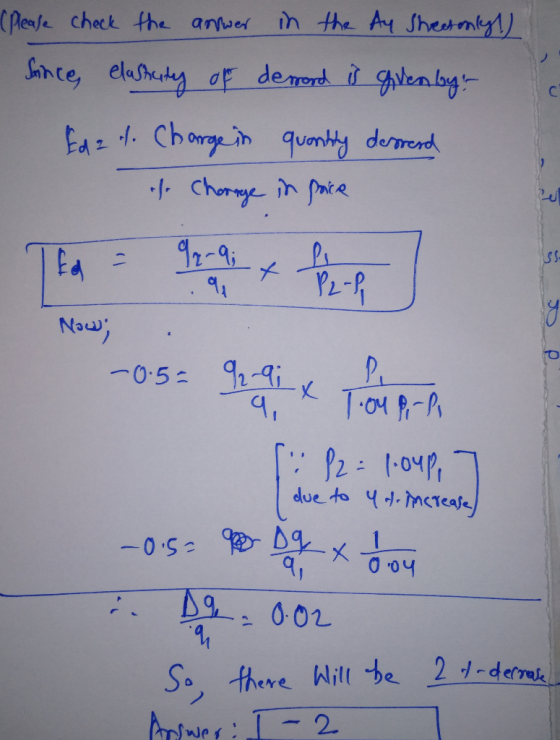 cPease check the anwer inthe Ay SheatmlyA) Sance, elashisty oF derord ghleay Edz t. Chargein quonty dererd .Chormye in paie 2