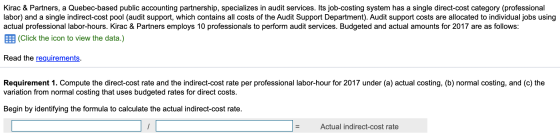 Kirac & Partners, a Quebec-based public accounting partnership, specializes in audit services. Its job-costing system has a s