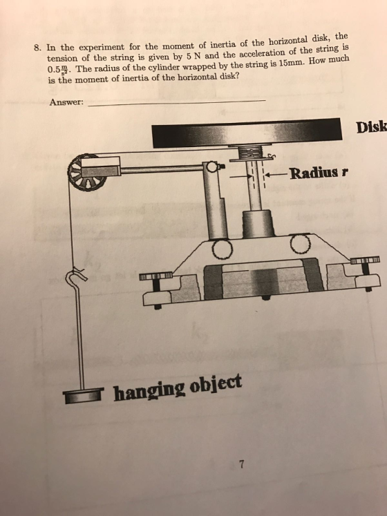 In the experiment for the moment of inertia of the