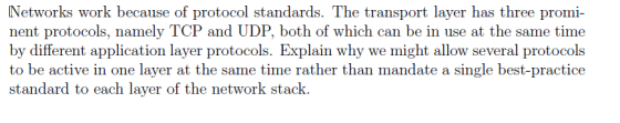 Image for Networks work because of protocol standards. The transport layer has three prominent protocols, namely TCP and
