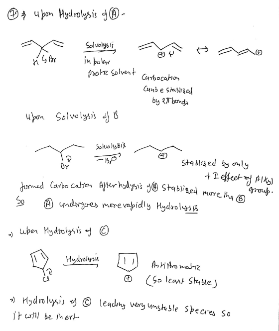 & upon Hydrolysis of - T Toro Solvolysis in bolar f yo protic solvent Carbocation Canbestablized by 27 bondy Upon Solvolysis