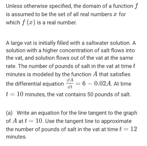 Unless otherwise specified, the domain of a function f is assumed to be the set of all real numbers x for which f (x) is a re