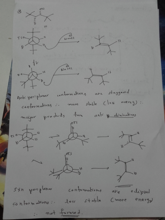 Toto Nuort Naoel Anti periplanar conformations are staggered conformations :. more stable Cless onergy):. major products from