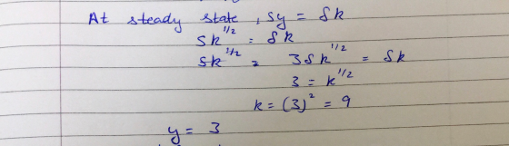 At steady state , sy = Sk SR = le i Sk = Sk - a 112 3SR - 3= k 2 k = (3)² = 9