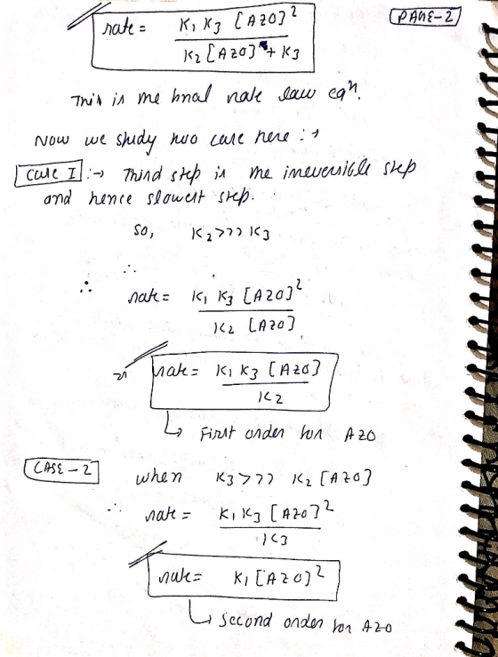 I rate= K, Kz (A20727 PANE-2 K2 [Azo]+ k3 This is me hnal nale law eah. Now we shidy nuo care here: care I :-) Thind step in
