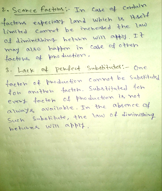 2. Scance factons;- In Case ef Centain factons especiany Land which is i7self limited Cannot be incheased the Law of diminish