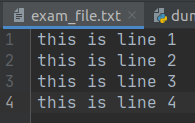 1 2 exam_file.txt fedur this is line 1 this is line 2 this is line 3 this is line 4 3 4