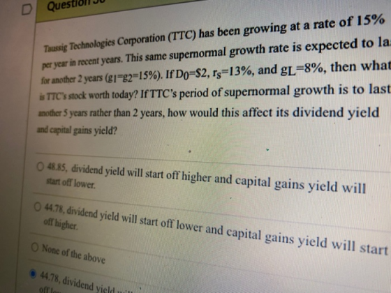 D Quest Taussig Technologies Corporation (TTC) has been growing at a rate of 15% per year in recent years. This same supernor