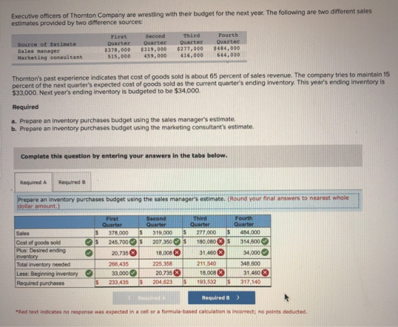 Executive officers of Thornton Company are wrestling with their budget for the next year. The following are two different sal