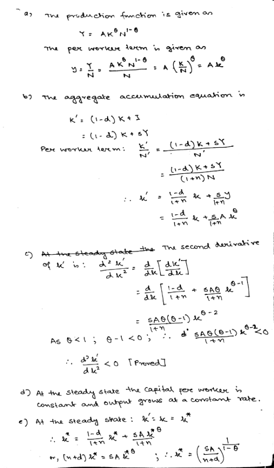 θ 1-6 Th* aeate a tN 1个n Thu second divai ve 6-2 d) At the st ead state capita e wronman State : k:k=k
