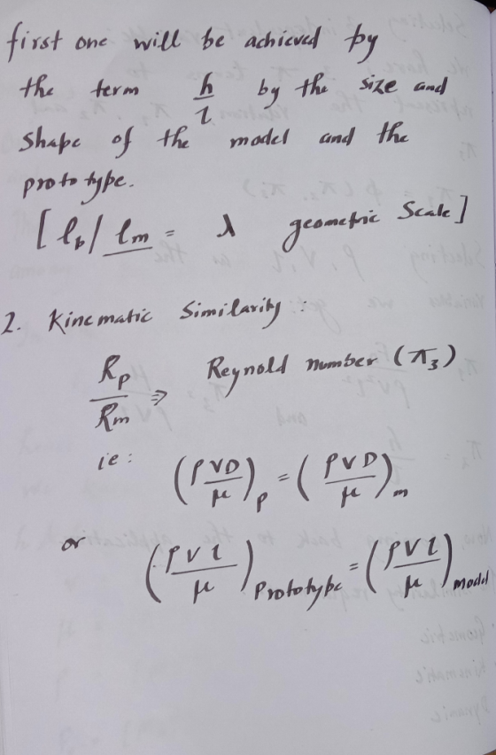 first one will be achieved by the term h by the size and shape of the model and the proto type. [lol lm- in geometric Scale]