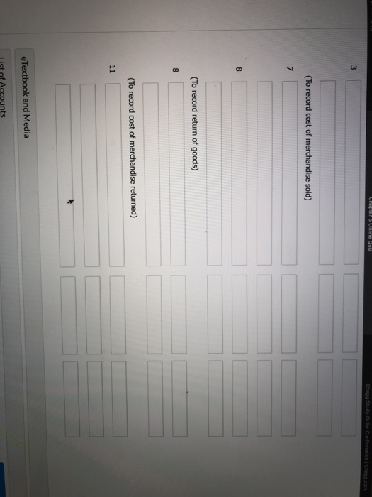 Chapter Online QUIZ Chege Study Order Contration Cheon.com (To record cost of merchandise sold) (To record return of goods) (