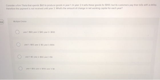 Consider a firm Theta that spends $60 to produce goods in year 1. In year 2 it sells these goods for $100, but its customers