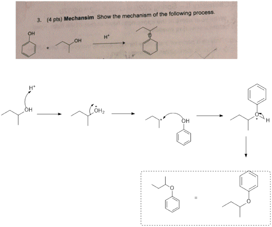 3. (4 pts) Mechansim Show the mechanism of the following process. (OH2