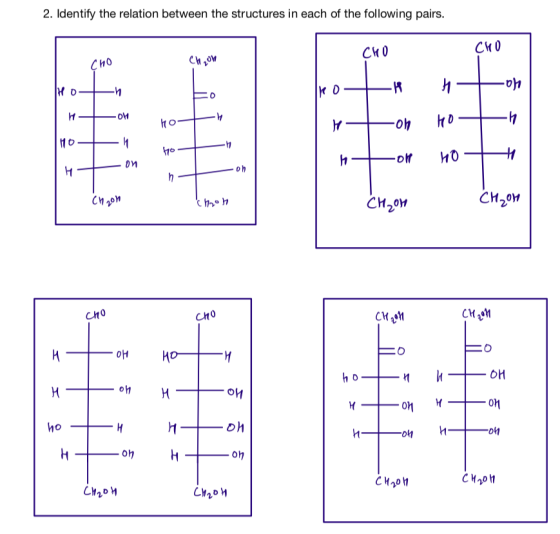 2. Identify the relation between the structures in each of the following pairs. СКО СКО Си0 Cheon И но он -И к ко н. - би и H