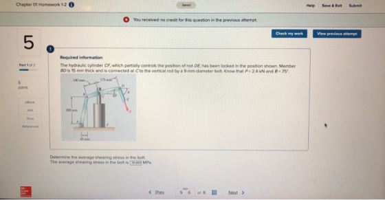 Chapter 01 Homework 12 6 Help Save & Exh Submit You received no credit for this question in the previous attempt. Check my wo