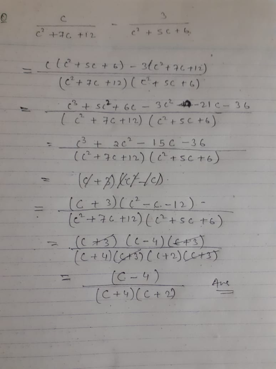 c² tac + 12 + sa+b. 3le² + 76 +12) clc² + sc + 6) (c² + 70 +7C +12) ( + SC +G) c² + sc²+ 6c 3 c²0-21c-36 ( c² + 76 +12) (c² +