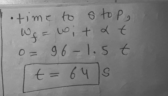 • time to stop, We = wit at 96-1.5t t = 64 S 0-